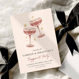 Invitación Modern Champagne Coupe Engagement Party Invitation
