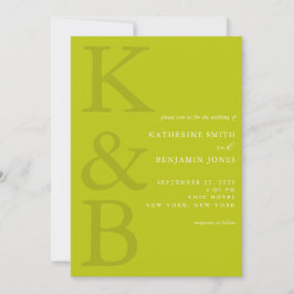 Invitación Modern Chartreuse Monogram Minimalist Wedding