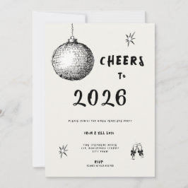 Invitación Modern Cheers to New Year 2026 Bold Typo