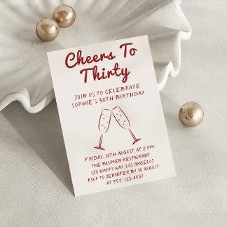 Invitación Modern “Cheers to Thirty” Wine 30th Birthday Party
