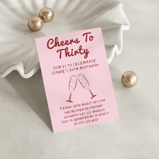 Invitación Modern “Cheers to Thirty” Wine 30th Birthday Party