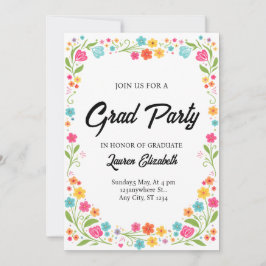 Invitación modern chic boho bright wild flowers graduation