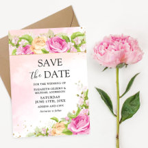 Modern Chic Floral Save the Date Invitation