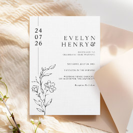 Invitación Modern Chic Line Floral Elegant Wedding