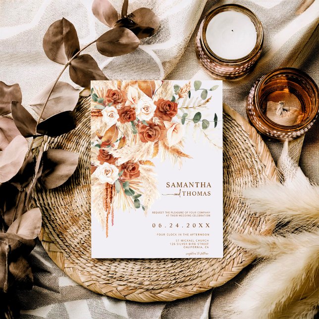 Invitación Modern Chic Rustic Terracotta Floral Wedding  (Subido por el creador)