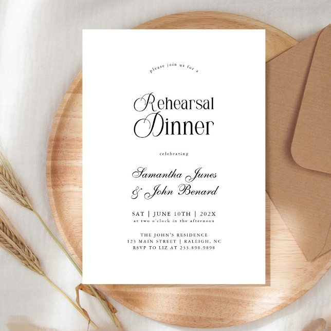 Invitación Modern Chic Script Wedding Rehearsal Dinner (Subido por el creador)