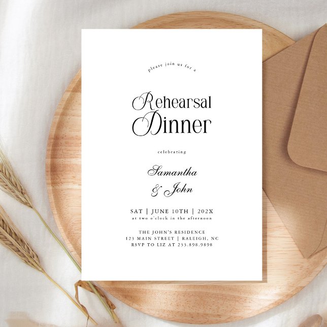 Invitación Modern Chic Script Wedding Rehearsal Dinner (Subido por el creador)