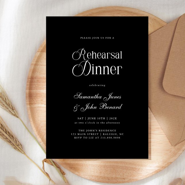 Invitación Modern Chic Script Wedding Rehearsal Dinner (Subido por el creador)