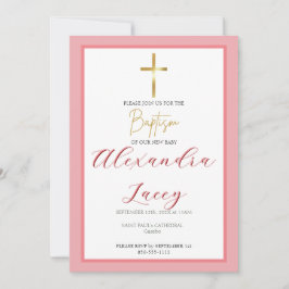 Invitación Modern Christening Baptism Gold Cross Invitation