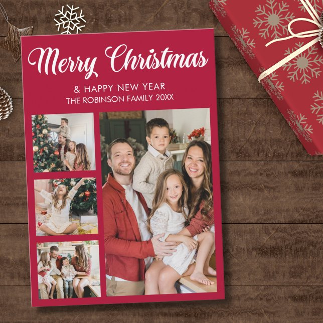 Invitación Modern Christmas family photo collage (Subido por el creador)