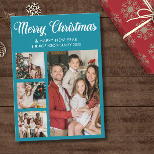 Invitación Modern Christmas family photo collage