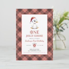 Invitación Modern Christmas First Birthday One Jolly Goose