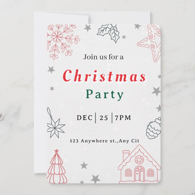 Invitación Modern Christmas Party Invitation (Anverso)