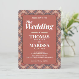 Invitación Modern Cinnamon and Marsala Art Deco Wedding QR