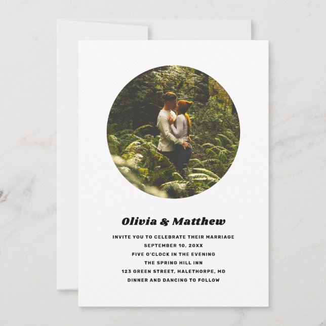 Invitación Modern Circle Photo Wedding | Minimalist Elegant (Anverso)