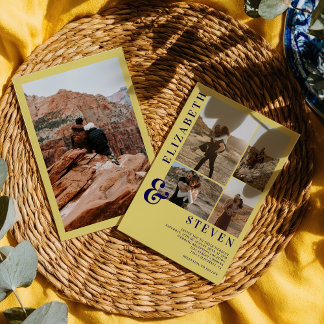 Invitación Modern Citrus Yellow Ampersand 5-Photo Wedding