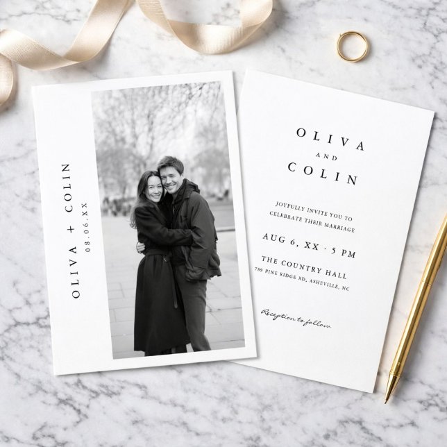 Invitación Modern Classic Black and White Wedding Photo (Subido por el creador)