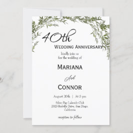Invitación Modern Classic Greenery Wedding Anniversary 