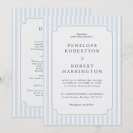 Invitación Modern Classic Stripes Blue All in one  Wedding