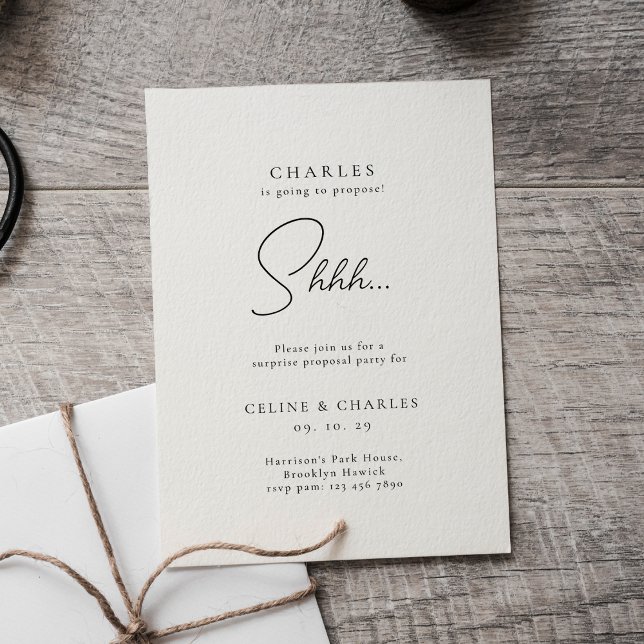 Invitación Modern Classic Surprise Proposal Party (Subido por el creador)
