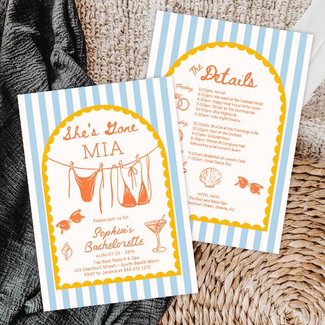 Invitación Modern Coastal Bachelorette Party Itinerary (Subido por el creador)