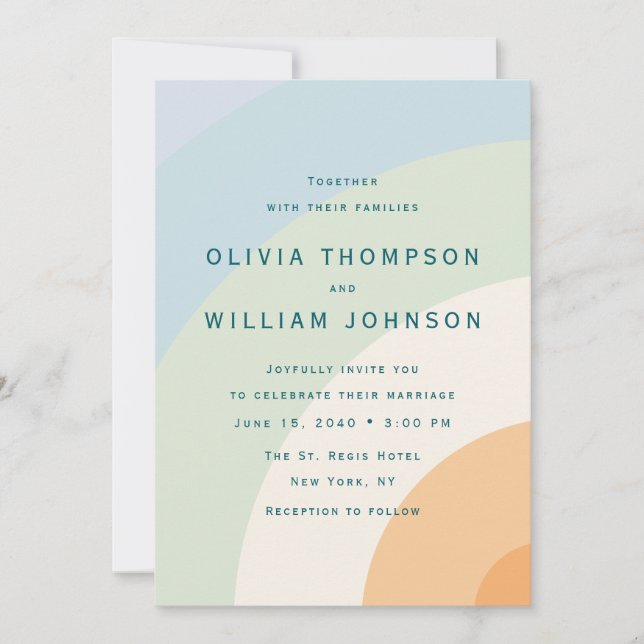 Invitación Modern Color Block Wedding Invitation (Anverso)