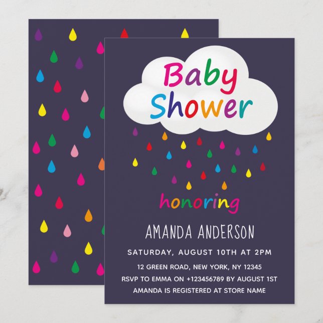 Invitación Modern Colorful Boy Baby Shower (Anverso / Reverso)