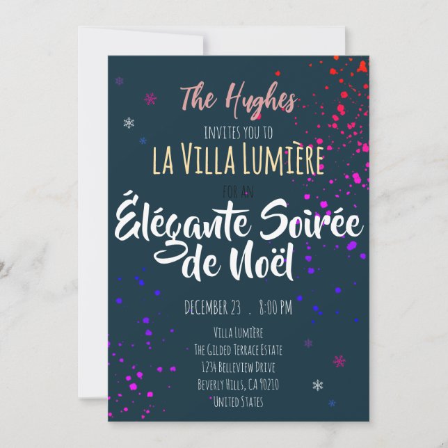 Invitación Modern Colorful Christmas Holiday Party Card Famil (Anverso)