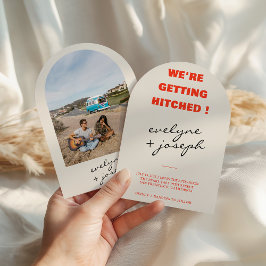 Invitación Modern Colorful Retro Fun Funky Arched Wedding