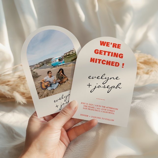 Invitación Modern Colorful Retro Fun Funky Arched Wedding (Subido por el creador)