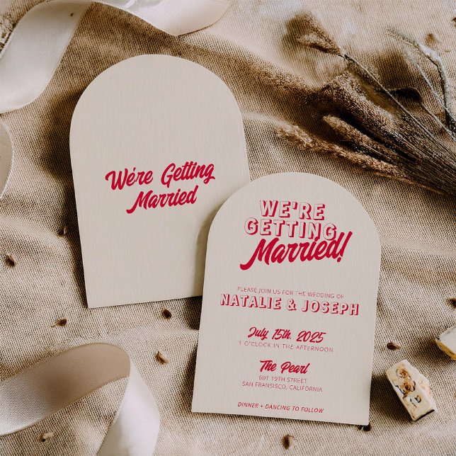 Invitación Modern Colorful Retro Funky Bold Arched Wedding (Subido por el creador)