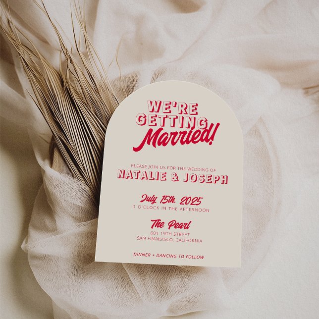 Invitación Modern Colorful Retro Funky Unique Arched Wedding (Subido por el creador)