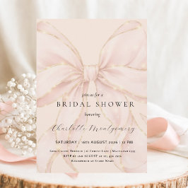 Invitación Modern Coquette Pink Bow Bridal Shower
