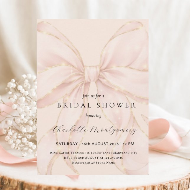 Invitación Modern Coquette Pink Bow Bridal Shower (Subido por el creador)