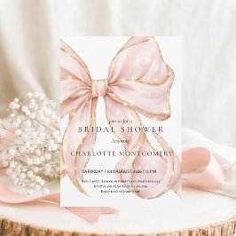 Invitación Modern Coquette Pink Bow Bridal Shower