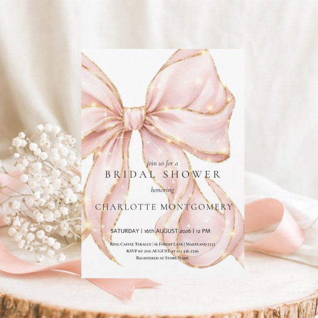 Invitación Modern Coquette Pink Bow Bridal Shower (Subido por el creador)