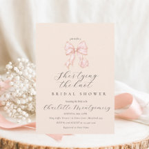 Modern Coquette Pink Bow Bridal Shower Invitation 