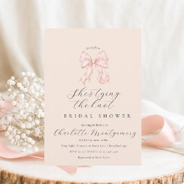 Invitación Modern Coquette Pink Bow Bridal Shower Invitation 