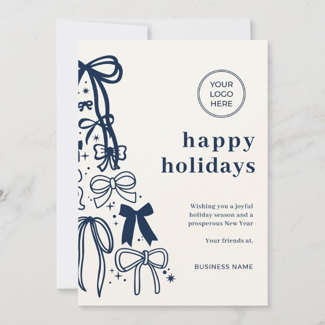 Invitación Modern Corporate Blue Christmas Holiday Card (Anverso)
