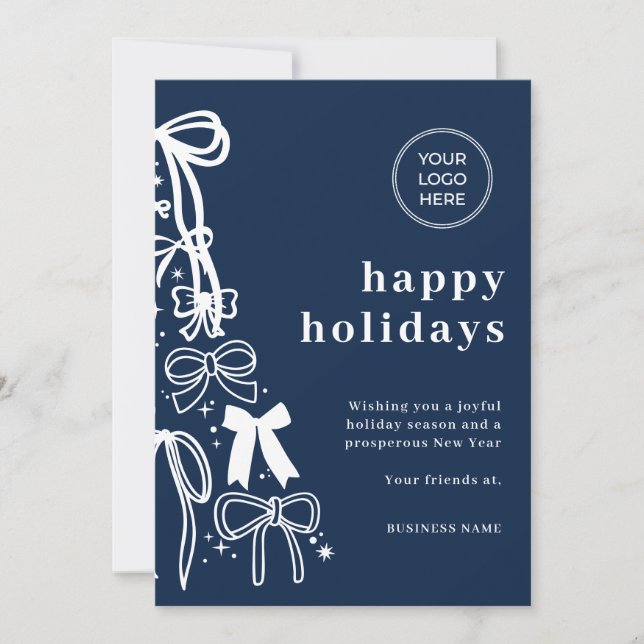 Invitación Modern Corporate Blue Christmas Holiday Card (Anverso)