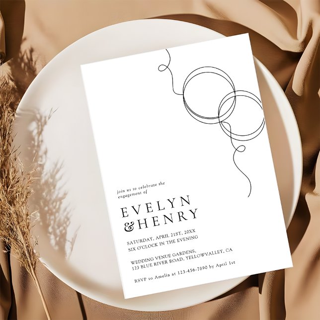 Invitación Modern Couple Rings Romantic Engagement Party (Subido por el creador)