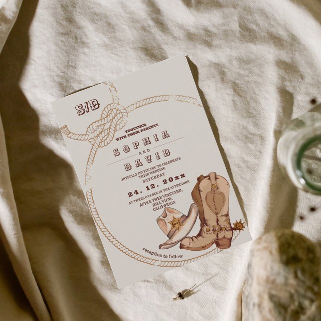 Invitación Modern Cowboy Western Wedding  (Subido por el creador)