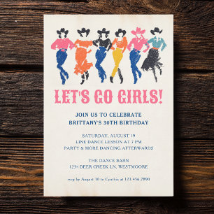 Invitación Modern Cowgirls Line Dance Adulto Birthday Party