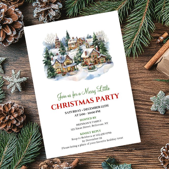 Invitación Modern cozy Christmas scene holiday celebration  (Modern cozy Christmas scene holiday celebration invite)