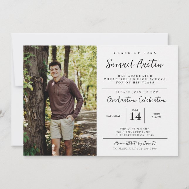 Invitación Modern Custom Photo Film Strip Graduation Party  (Reverso)