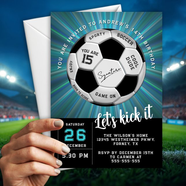Invitación Modern Custom Soccer Ball  Birthday Fully Editable (Subido por el creador)