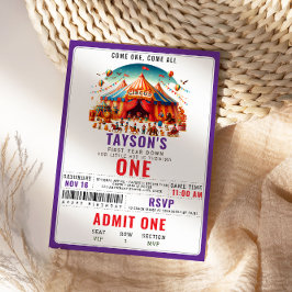 Invitación Modern Cute Circus Carnival Festival 1st Birthday