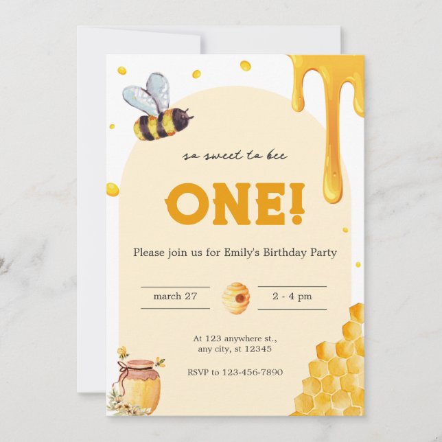 Invitación Modern Cute Es tan dulce ser el primer cumpleaños (Anverso)