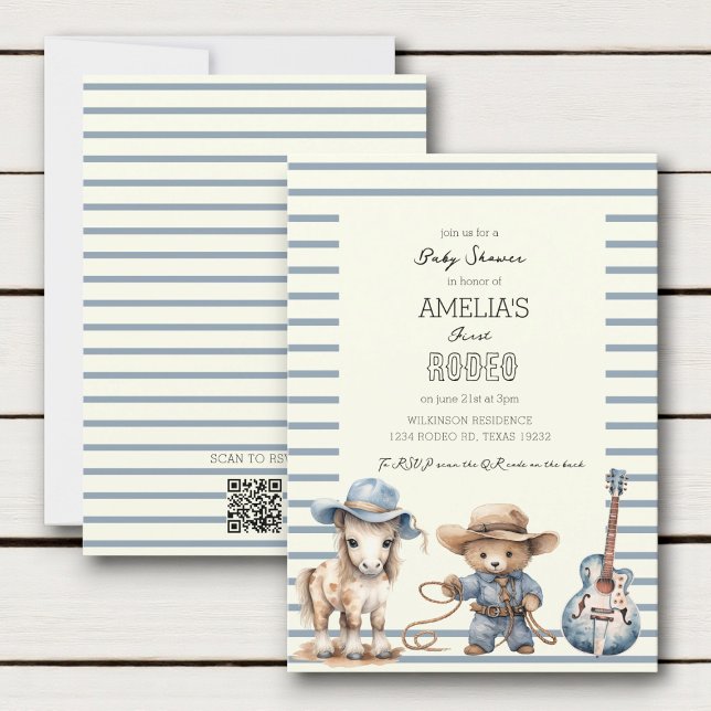 Invitación modern cute pastel first rodeo baby shower (Subido por el creador)