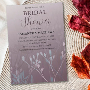 Invitación Modern Deep Plum Foliage Bridal Shower Invitation